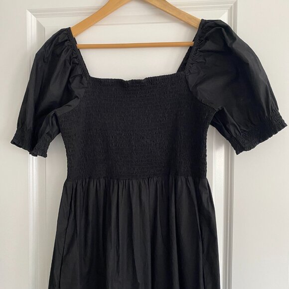 Vision by Simons Black Organic Cotton Puff Sleeve Midi Dress - Picture 3 of 7